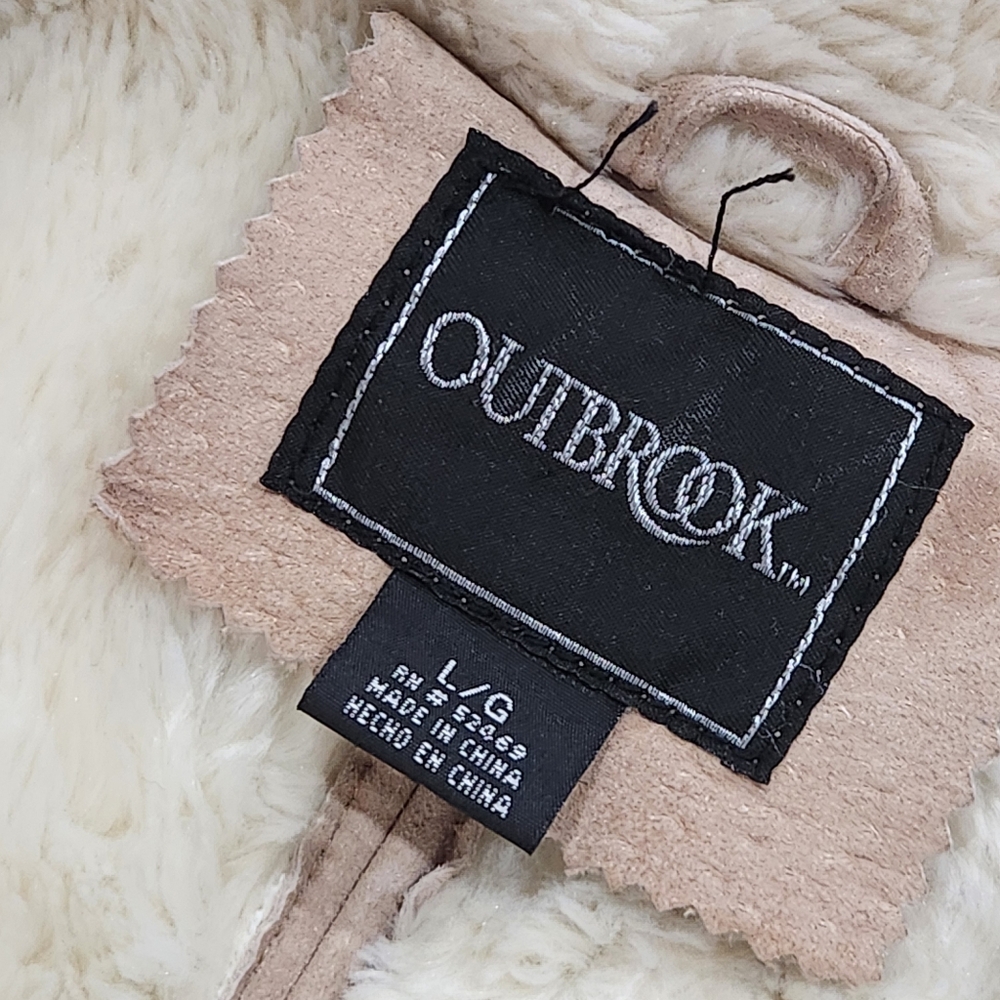 Vtg Y2K shearling penny lane leather suede overcoat large retro 70s hippie cozy - Picture 3 of 11